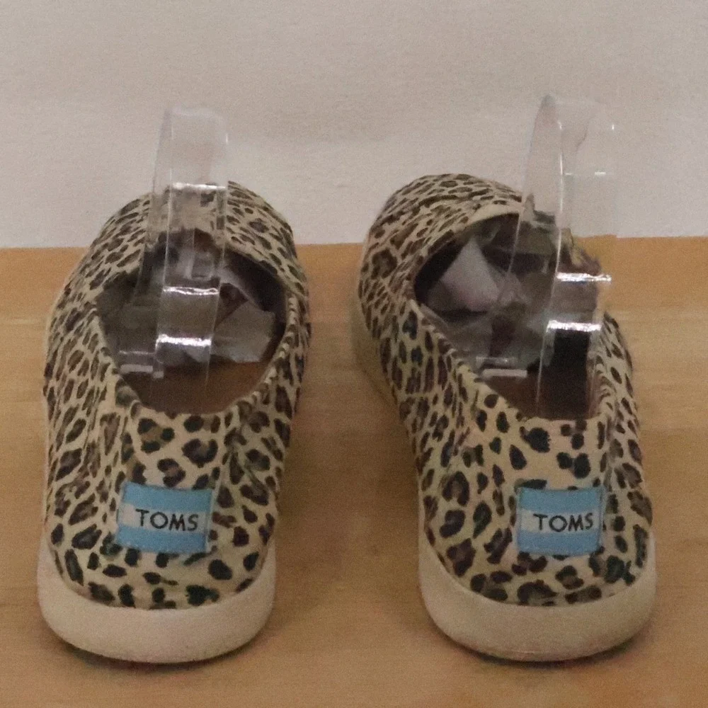 TOMS Alpargata Leopard Print Slip On Sneakers Womens Size 12 Tan Animal Canvas - Picture 2 of 9